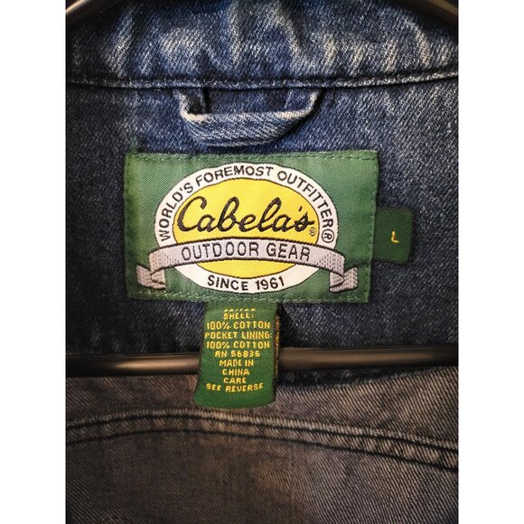 Cabelas Outdoor Gear Long Sleeve Mens Denim Jacket Harley-Davidson Patches Large - Picture 2 of 12